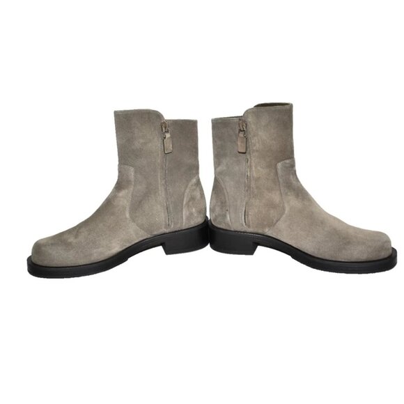 $650 STUART WEITZMAN 5050 Bold Zip Bootie STACKED BLOCK CHARCOAL SUEDE 6.5 (MG5) - Picture 5 of 8